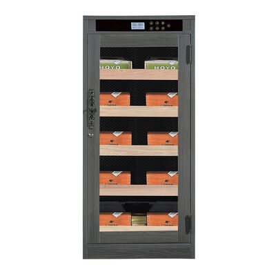 良い値段 デジタル制御システム付きモダンダークウッド仕上げロック可能シガークーラー加湿器キャビネット オンライン